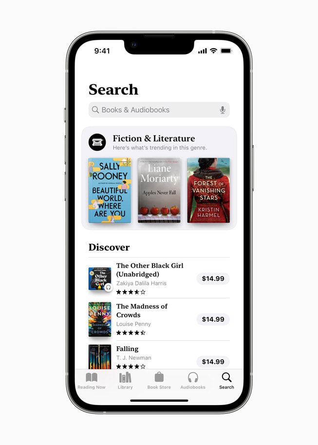 Search function in Apple Books on iPhone 13 Pro.
