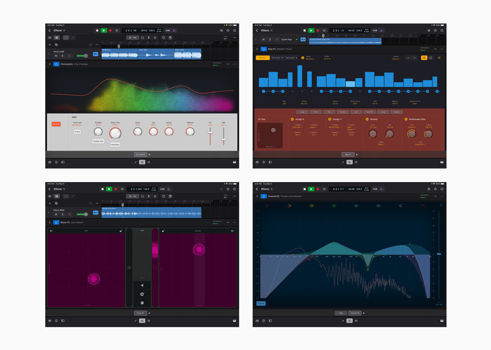 iPad 版 Logic Pro 內建大量音效逼真的樂器。 
