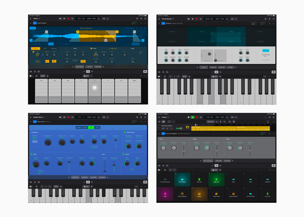 Les nouveaux instruments logiciels dans Logic Pro sur iPad. 