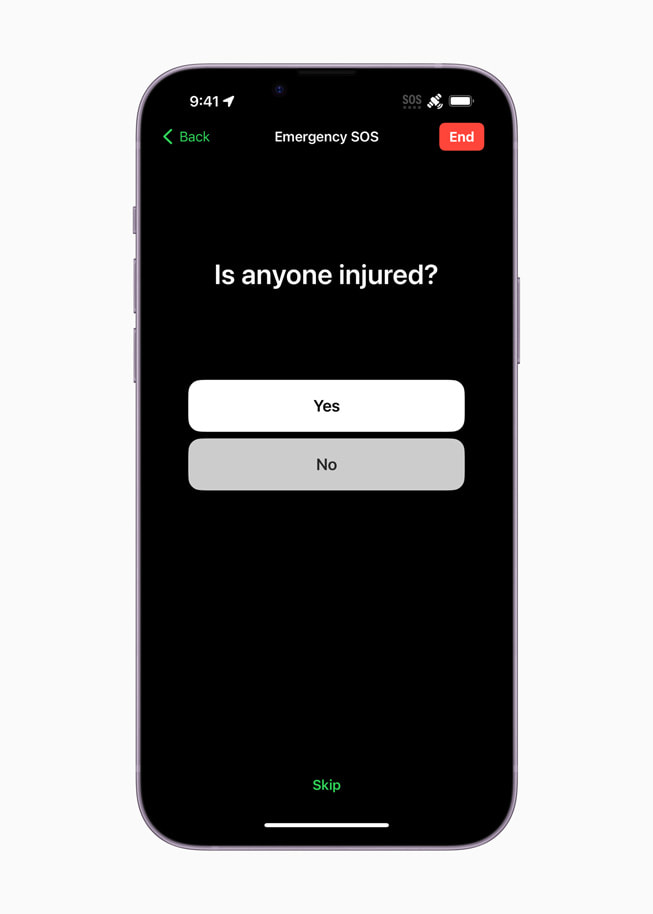 An iPhone screen asks the user “Is anyone injured?”