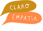 Dos coloridos globos de diálogo, cada uno con palabras en español: claro y empatía