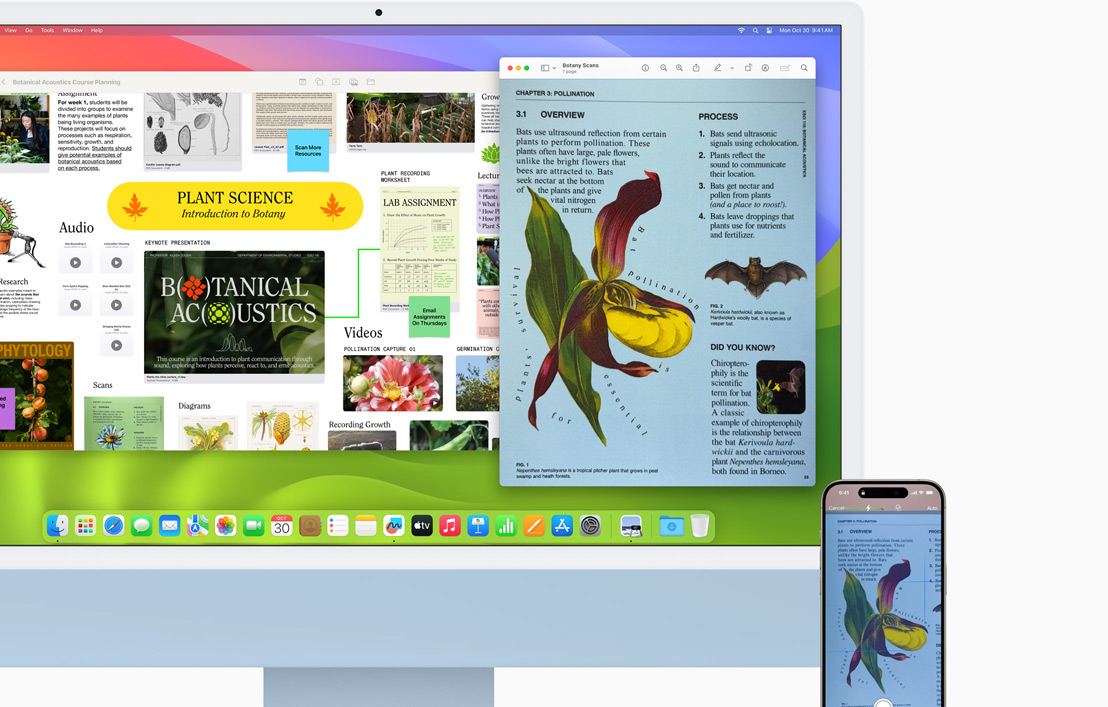 Os documentos digitalizados no iPhone 15 também aparecem no iMac.