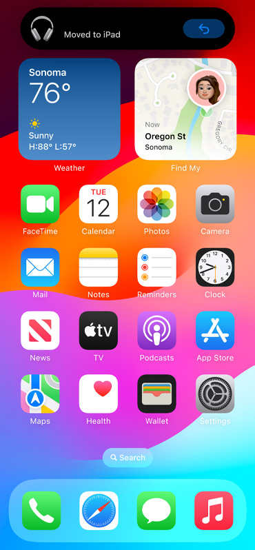 Εικόνα που δείχνει τη γνωστοποίηση αυτόματης εναλλαγής στην οθόνη του iPhone.