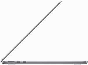 มุมมองด้านข้างของ MacBook Air สีเทาสเปซเกรย์