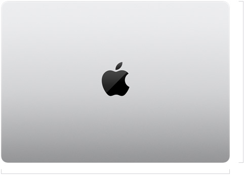 Mặt ngoài của MacBook Pro 14 inch, đã đóng, có logo Apple ở giữa