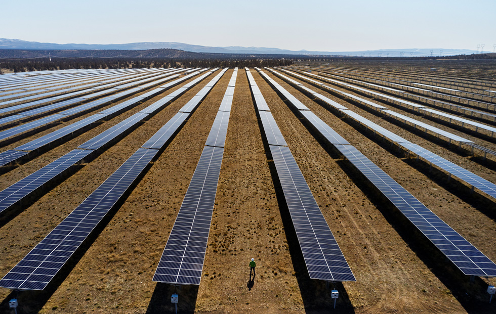 太阳能发电厂的太阳能电池板。
