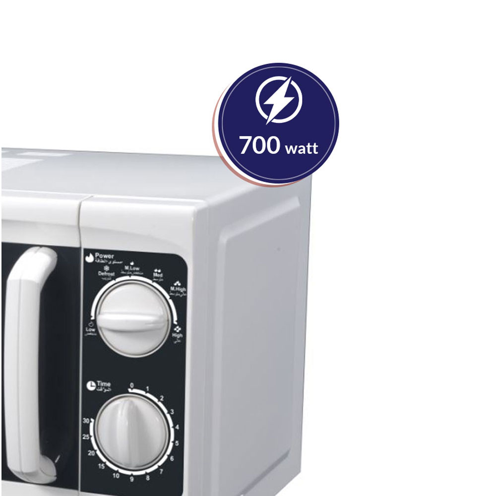 20L Microwave Oven Mechanical,700W 6 Micro Levels white Defrost Setting Manual Panel RO-20MG