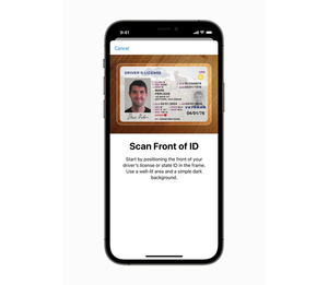 米国で一部導入しているiPhoneに免許証を搭載できる機能=アップル提供