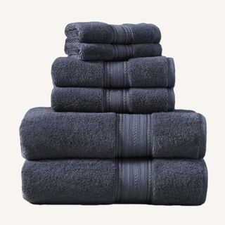 Stack of navy blue towels