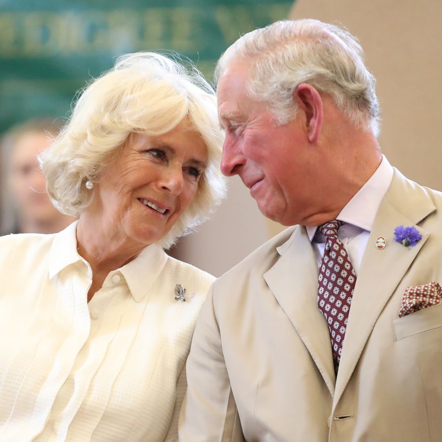 Queen Camilla and King Charles looking into one another's eyes