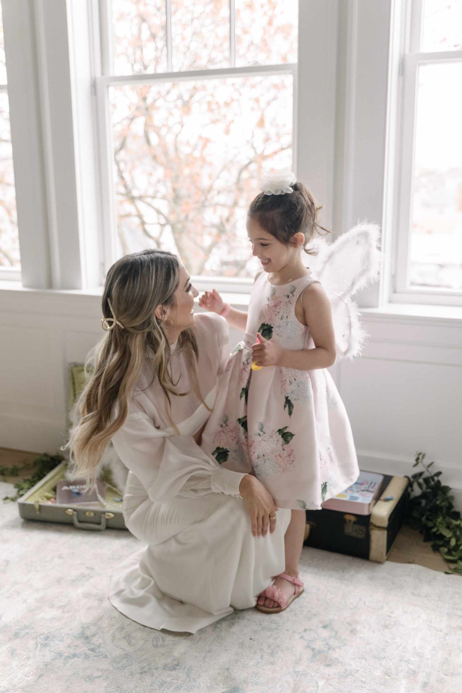 Bride With Young Girl at Bridal Shower