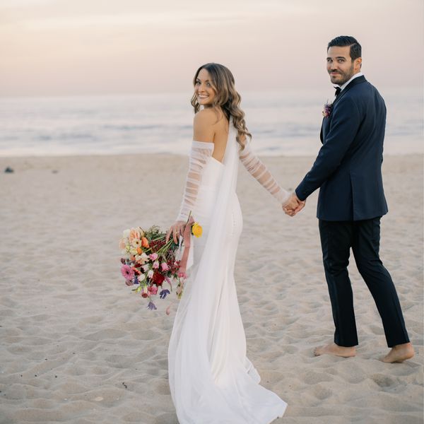 Portrait of Wedding Couple on Beach