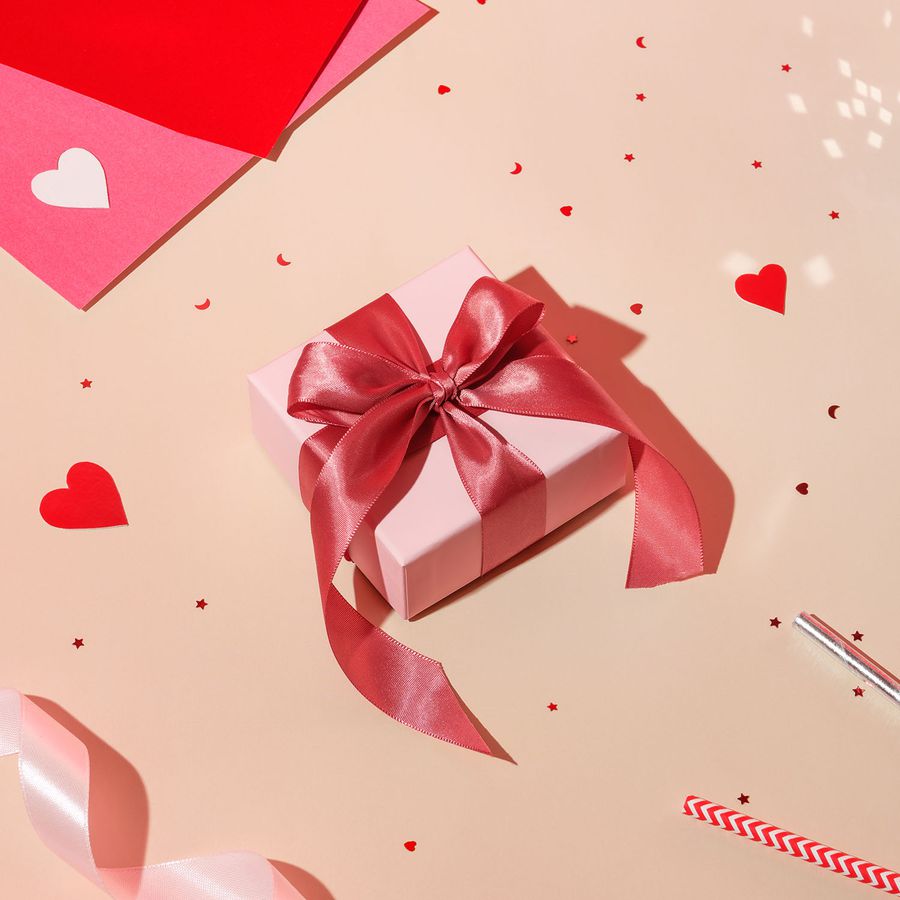 Pink Valentine's Day Gift Box with Pink Ribbon Bow