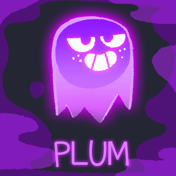 Illustrated gif of purple ghost characters with their names 