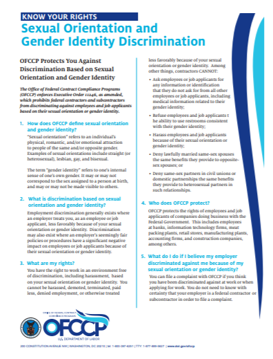 Sexual Orientation and Gender Identity Fact Sheet