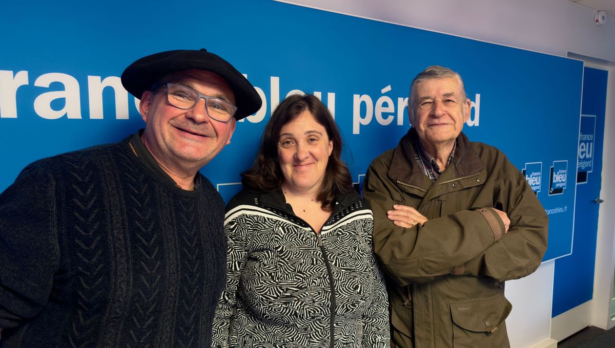 Daniel Delpech, Gladys Beylat et Jean Ganiayre à l'organisation du rendez-vous du livre régional et de la culture occitane à Beaumont-du-Périgord le 9 mai 2024