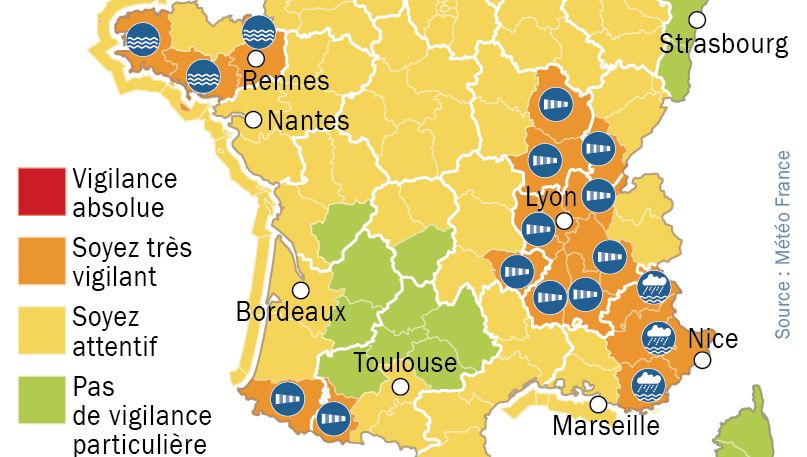 Dirk : 21 départements en vigilance orange, la tempête se déplace vers le sud-est de la France