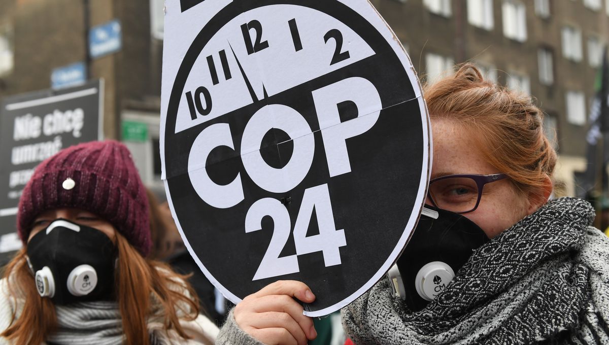 Manifestation à Katowice pendant la COP 24.