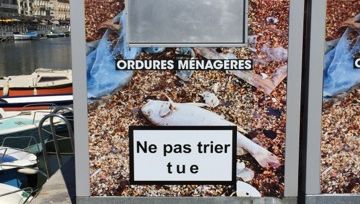  Une des poubelles incitant au tri des déchets à Sète