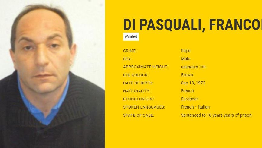 François Di Pasquali, recherché par Europol pour viol et agression, condamné à 10 ans de prison.