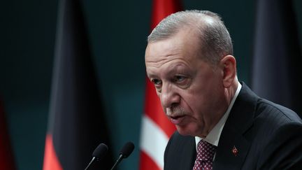 Le président turc Recep Tayyip Erdogan, le 24 avril 2024. (ADEM ALTAN / AFP)