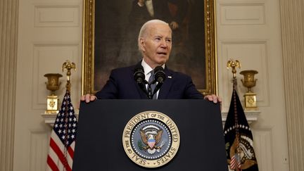 Le président des Etats-Unis, Joe Biden, annonce un plan de cessez-le-feu entre Israël et le Hamas, vendredi 31 mai depuis la Maison Blanche. (CHIP SOMODEVILLA / GETTY IMAGES NORTH AMERICA / AFP)