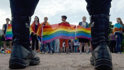 Lors d'un rassemblement LGBT à Saint-Pétersbourg, le 12 août 2017. Photod'illustration. (OLGA MALTSEVA / AFP)