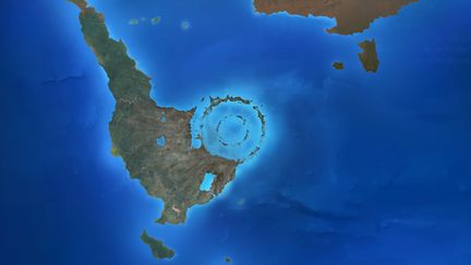C'est ici que le début de la fin aurait commencé pour les dinosaures, il y a 66 millions d'années, au large des côtes de l'actuel Mexique. Le cratère de Chicxulub provoqué par la chute d'un astéoïde, est aujourd'hui recouvert par la mer. (MARK GARLICK/SCIENCE PHOTO LIBRA / SCIENCE PHOTO LIBRARY RF / VIA GETTY)