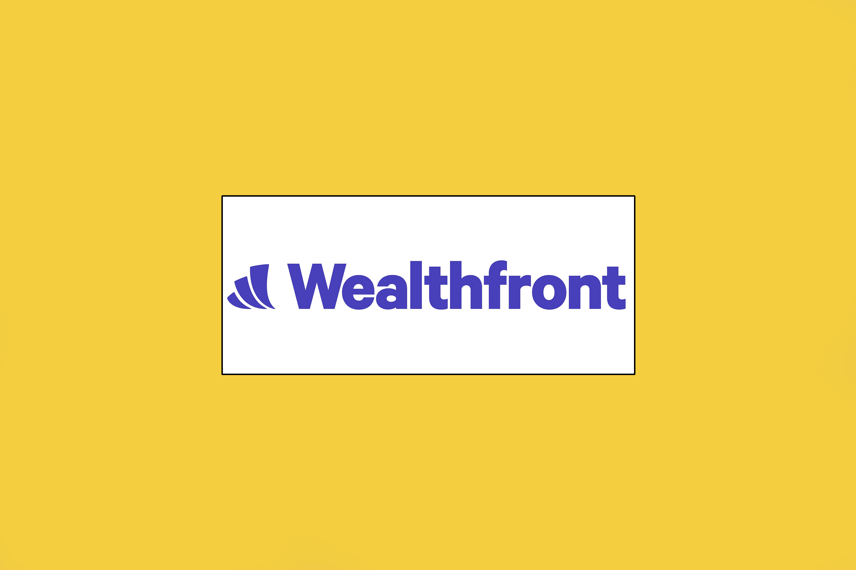 Image shows Wealthfront logo in the center of a yellow background.