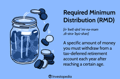 Required Minimum Distribution (RMD): A specific amount of money you must withdraw from a tax-deferred retirement account each year after reaching a certain age. 