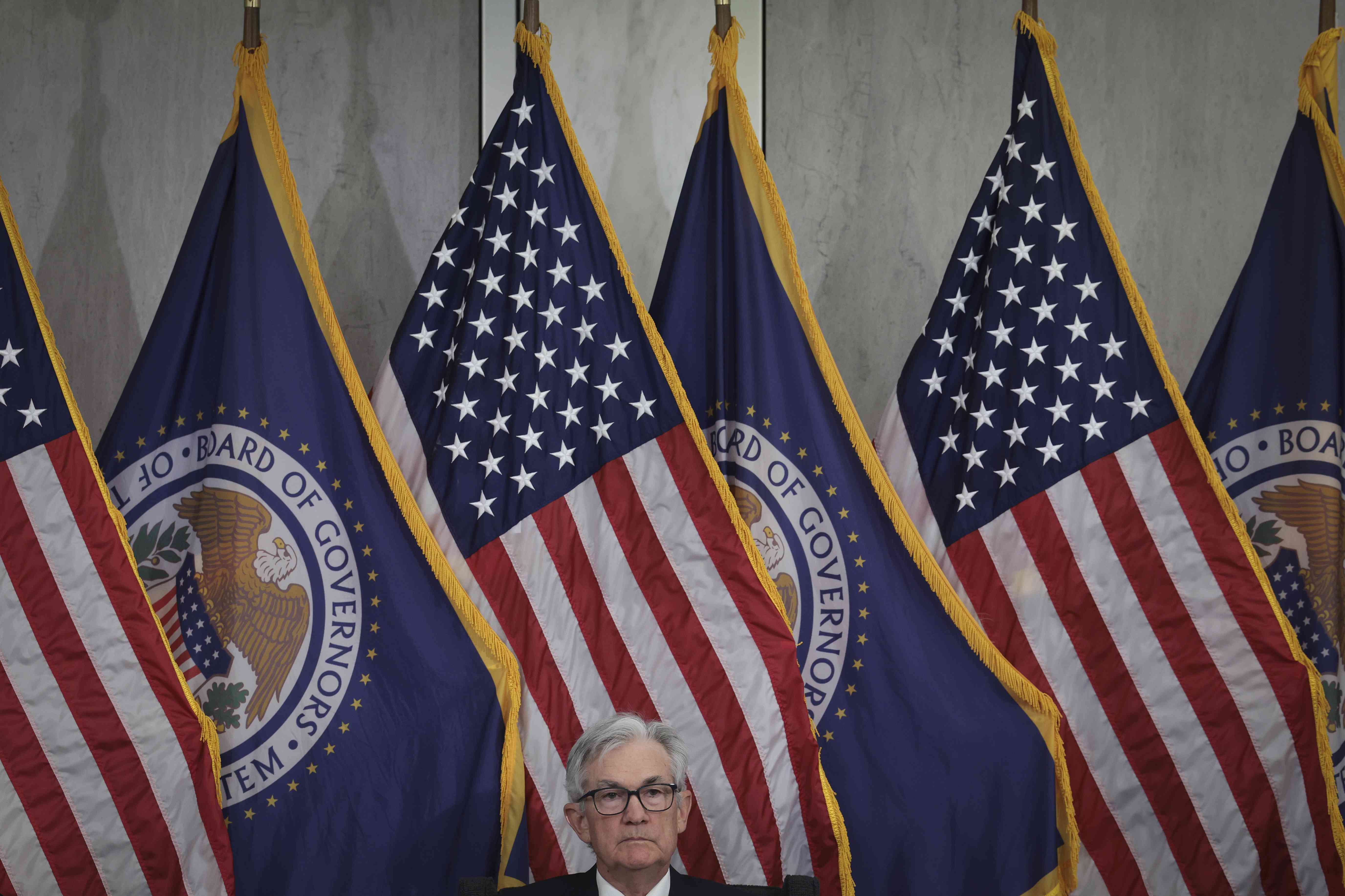 Federal Reserve Chairman Jerome Powell speaks at the Thomas Laubach Research Conference on key issues in monetary policy and the economy held by the Federal Reserve Board of Governors May 19, 2023 in Washington, D.C.