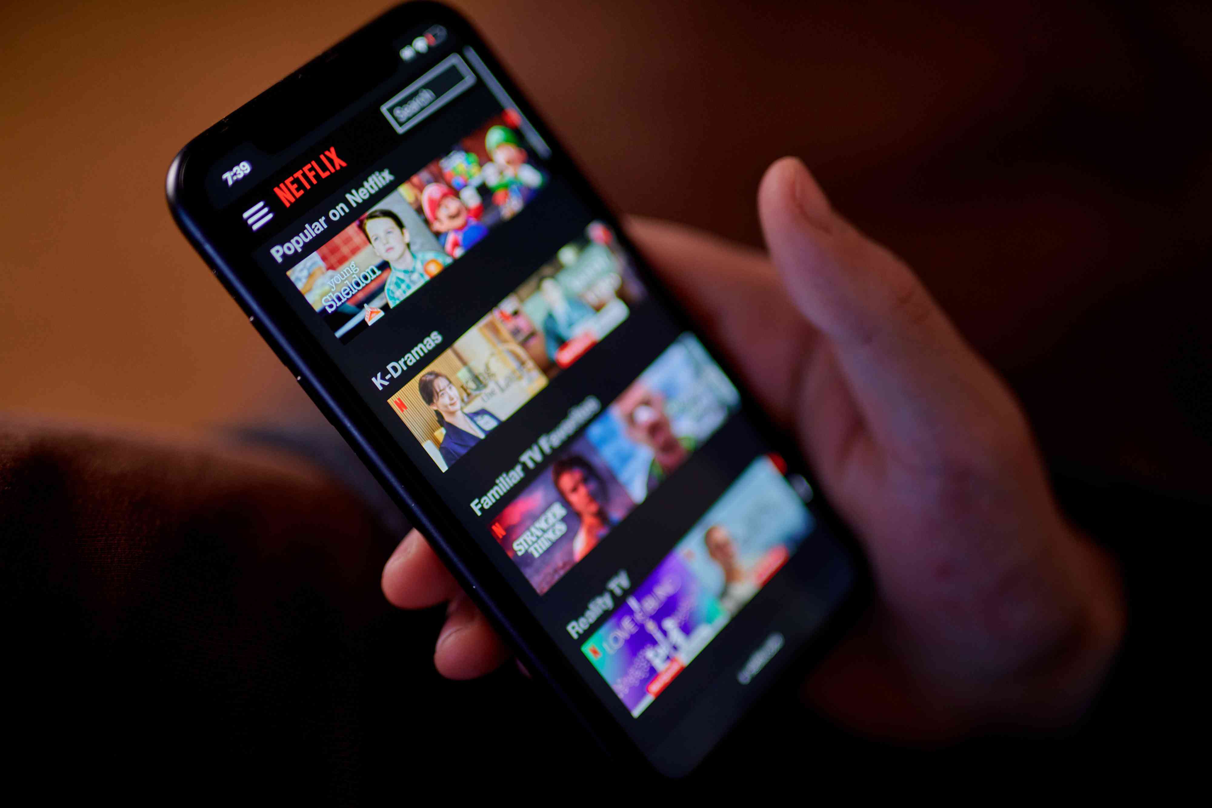 Netflix app on a smartphone