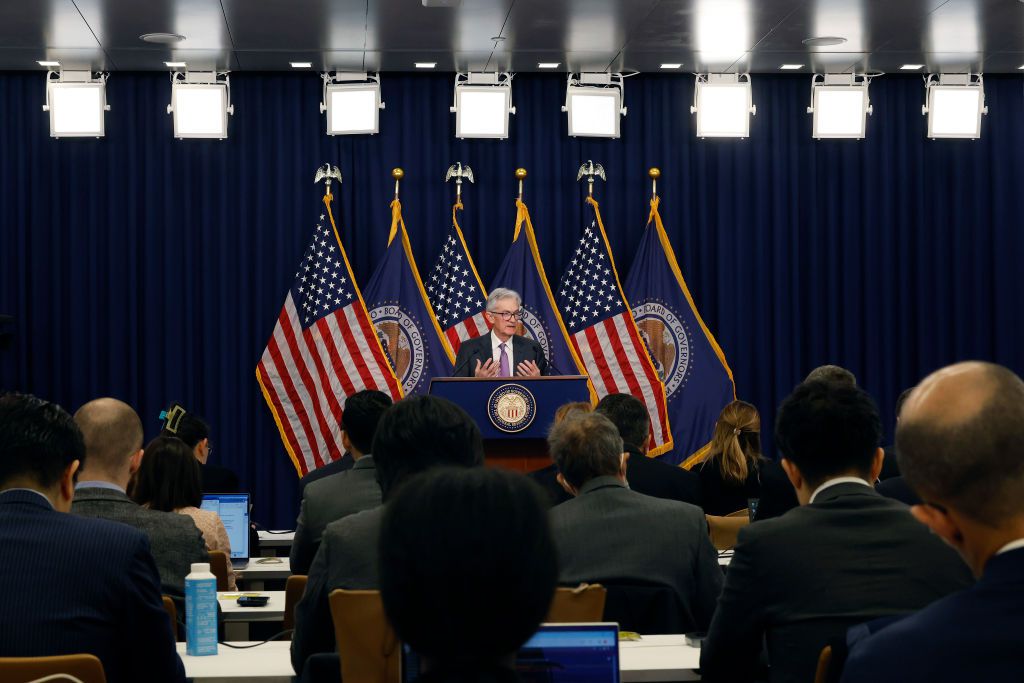Federal Reserve Bank Chair Jerome Powell speaks during a news conference at the bank's William McChesney Martin building on March 20, 2024 in Washington, DC.