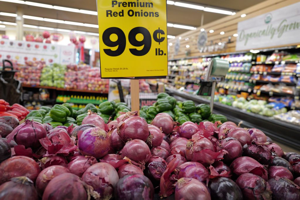 Produce on sale at a grocery store.