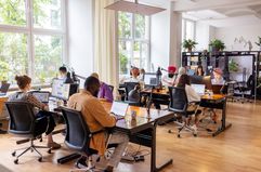 Workers in an open office
