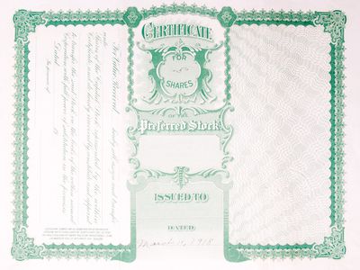 A certificate of preferred stock