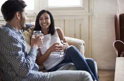 Couple enjoying time together in rental apartment