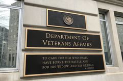 Signboard of United States Department of Veterans Affairs(VA).The VA stands in front of Lafayette Square Park in the north of the White House.