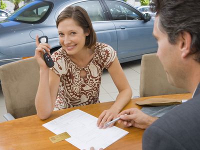Woman getting a car loan