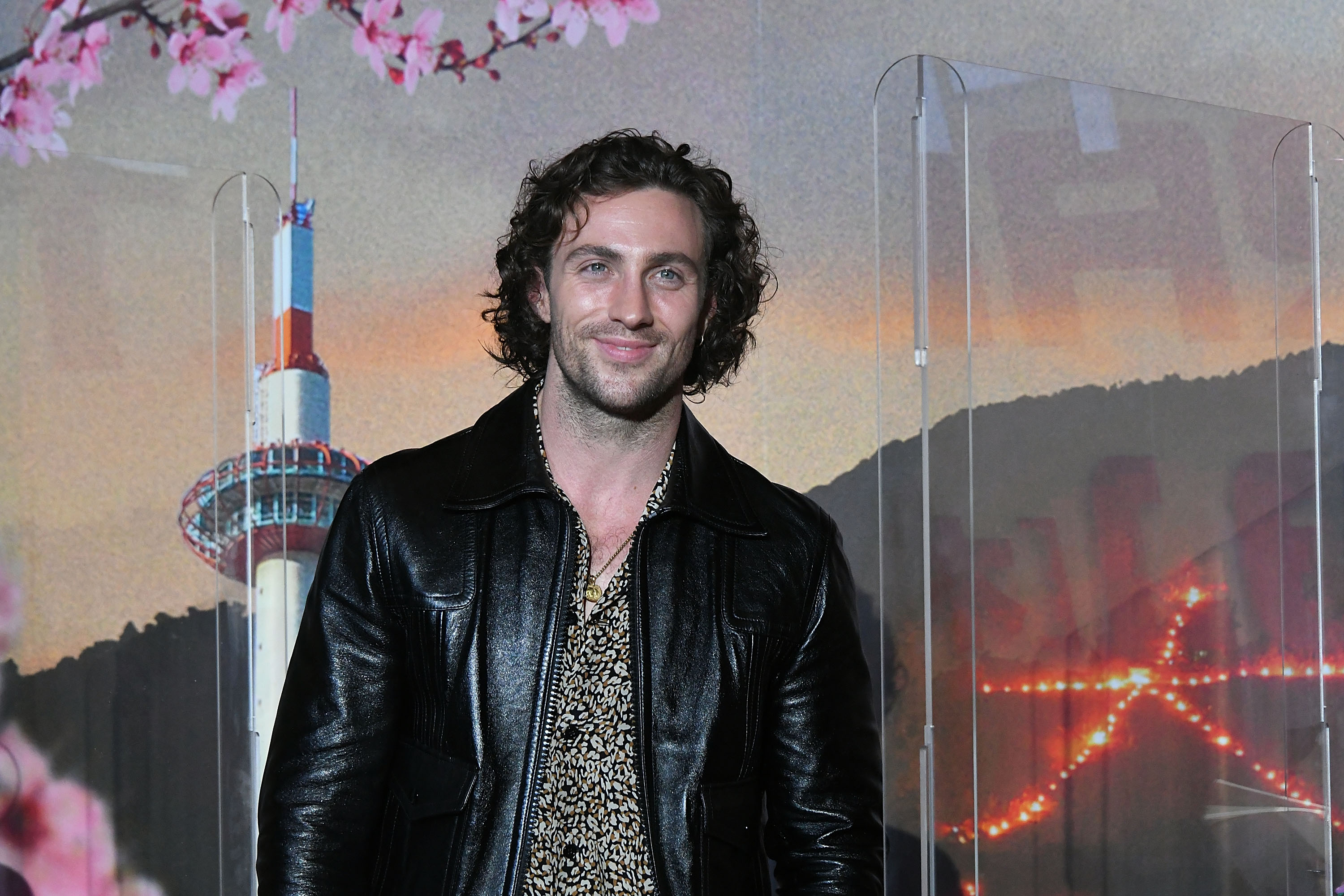 Aaron Taylor-Johnson attends the "Bullet Train" stage greeting at Toho Cinemas Kyoto on August 23, 2022 in Kyoto, Japan.