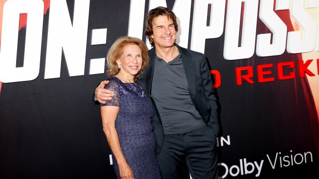 Shari Redstone and Tom Cruise at the premiere of 'Mission: Impossible - Dead Reckoning Part One' held at Rose Theater, at Jazz at Lincoln Center's Frederick P. Rose Hall on July 10, 2023 in New York, New York. (Photo by Lexie Moreland/Variety via Getty Images)