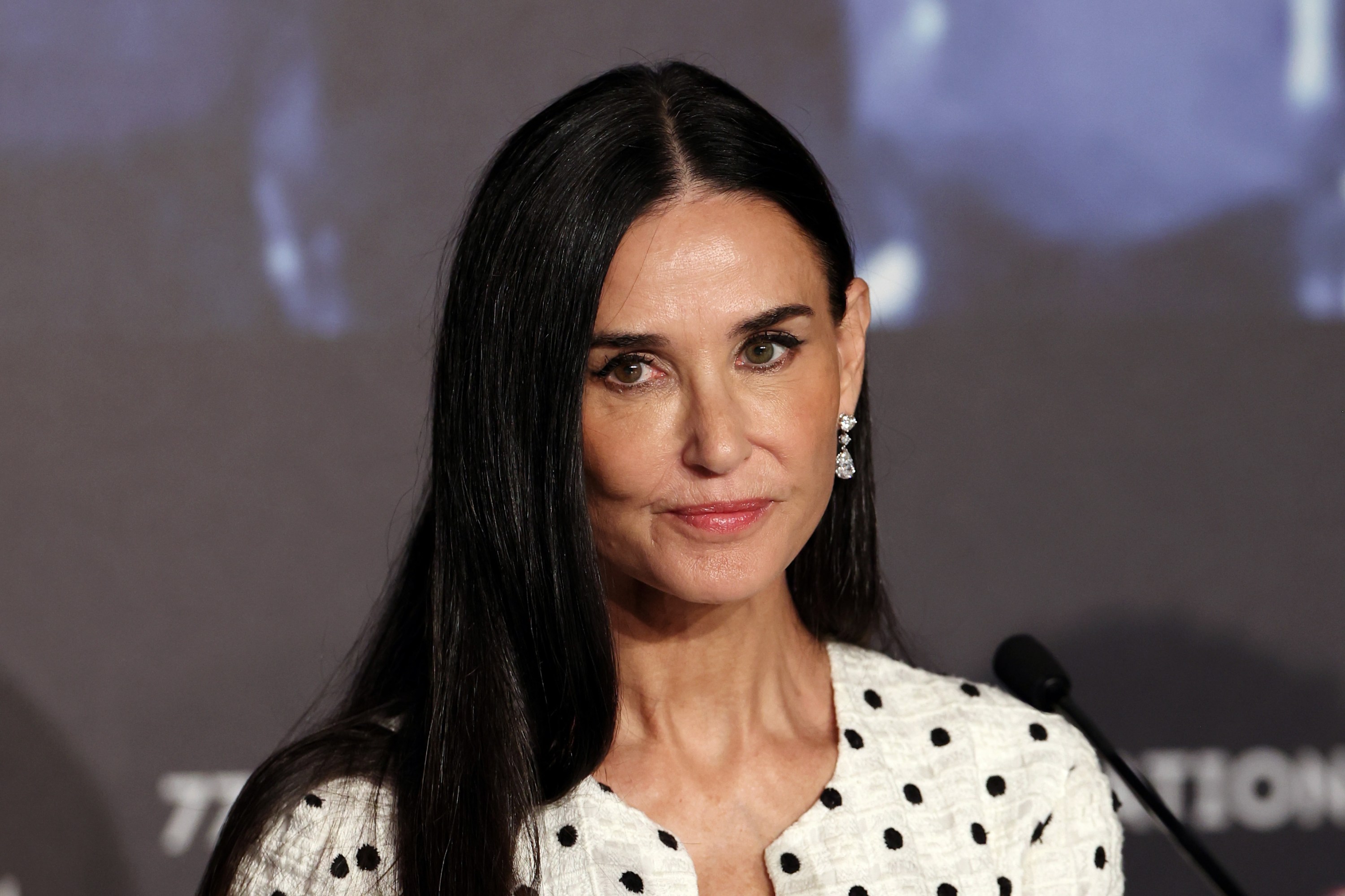 CANNES, FRANCE - MAY 20: Demi Moore attends 'The Substance' press conference ahead of the 77th annual Cannes Film Festival at Palais des Festivals on May 20, 2024 in Cannes, France. (Photo by Pascal Le Segretain/Getty Images)