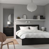 MALM Bed frame, black-brown/Luröy, Queen