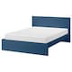 MALM Bed frame, blue/Luröy, Queen