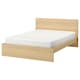 MALM Bed frame, white stained oak veneer/Luröy, Queen