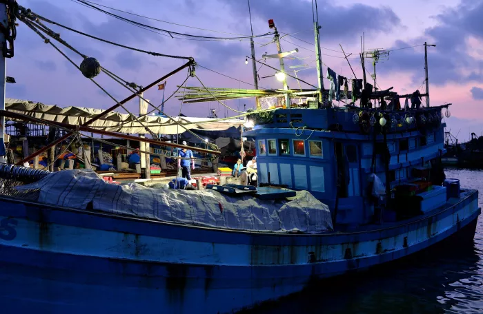 Photo of a fishing vessel.
