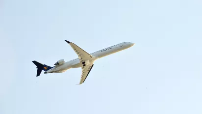 A plane taking off.