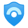 Logo in shape of shield in blue color