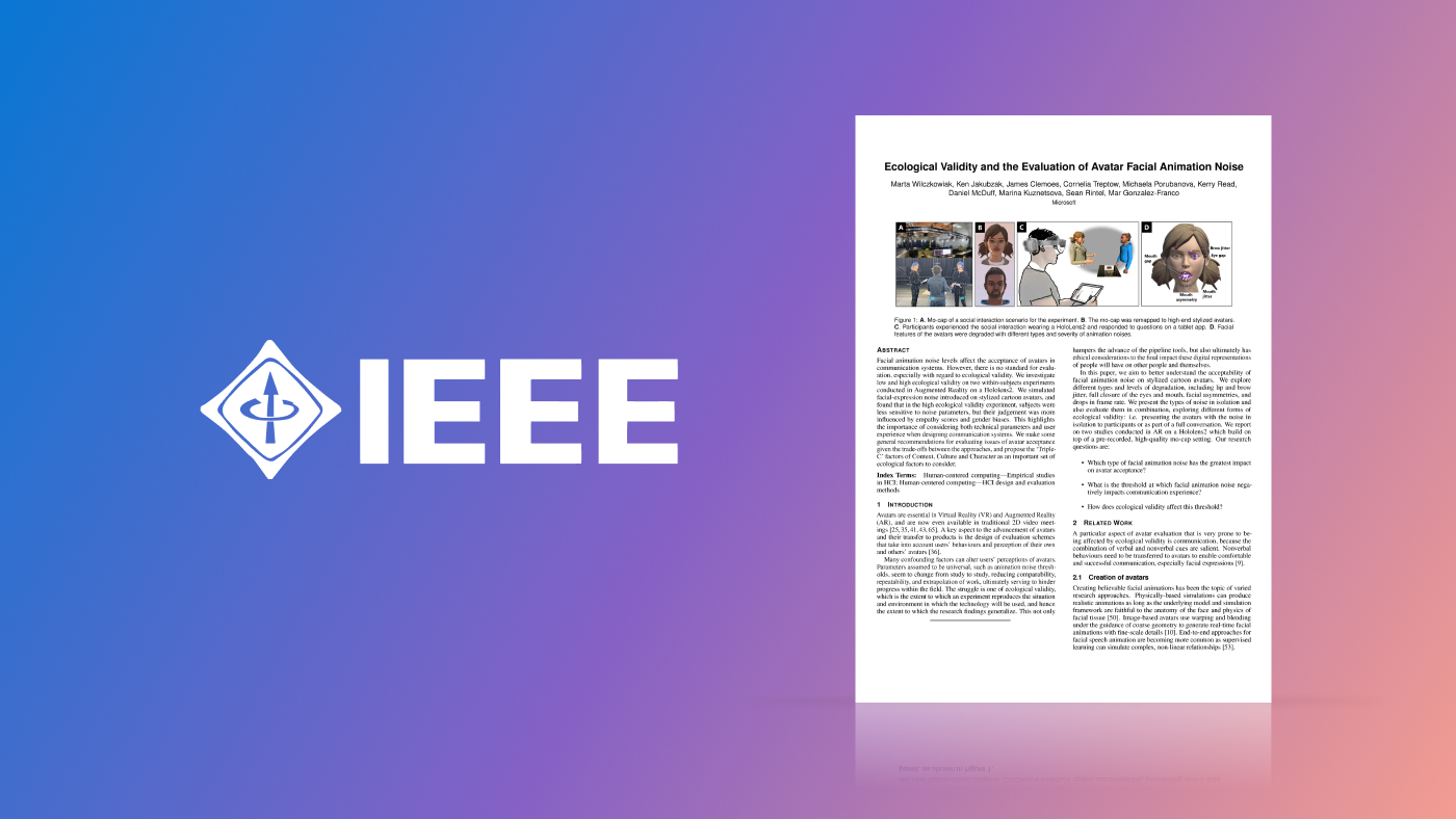 IEEE Conference logo on a purple to pink gradient with the featured paper on the left.