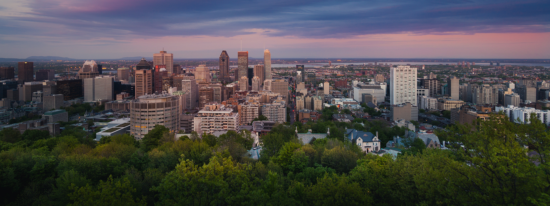 Dramatic cloud over city of Montreal skyline at Quebec, Canada.